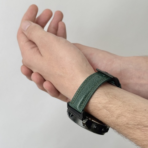 Ремешок для часов Garmin 47 mm с креплением из кожи теленка, зеленого цвета
