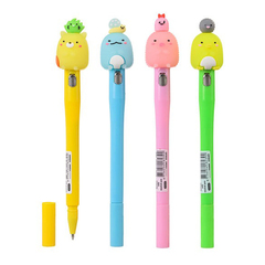 Ручка шариковая, Basir, синие чернила, серия "Цыплята", с резиновой фигуркой и фонариком, 36 шт