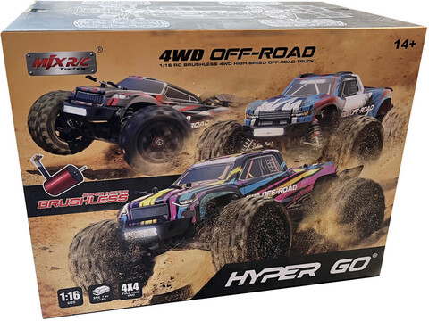 Радиоуправляемый внедорожник MJX Hyper Go 4WD Brushless Truggy 1:16 - MJX-16210-RED Полноприводный джип для дрифта, монстр-трак