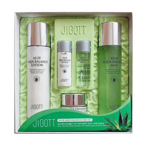 Jigott Aloe Aqua Balance Skin Care 3Set Набор уходовый с алоэ