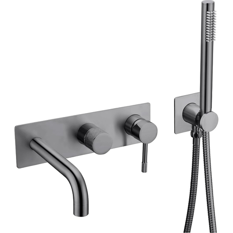 Boheme 464-3-SGM Смеситель встроенный + ручной душ + излив Uno Shine Gun Metal
