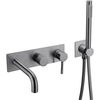 Boheme 464-3-SGM Смеситель встроенный + ручной душ + излив Uno Shine Gun Metal