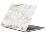 Чехол Hardshell Case Marble для Macbook Pro 13.3" (2016-2020); Pro 13.3" М1 (2020) и Pro 13.3" М2 (2022) (A1706; A1708; A1989; A2159; A2251; A2289; А2338) (Мрамор белый с золотым)