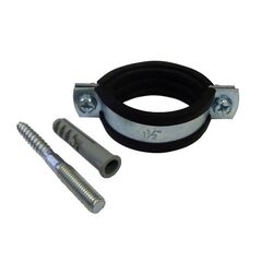 Хомут стальной оцинкованный Ду 4 (106-111) М8 с крепежом (шпилька и дюбель)