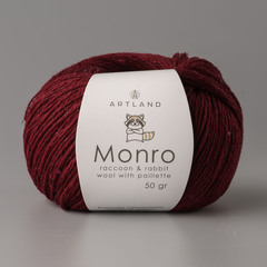 Monro пряжа с люрексом и пайетками, Металлик-5% Пайетки-5% Вискозный шелк -20% Кролик-20% Нейлон-20% Пух енота-30%, 50 гр, 200 м, вишня