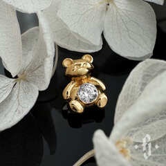 Накрутка "Bear" - Желтое золото - White CZ