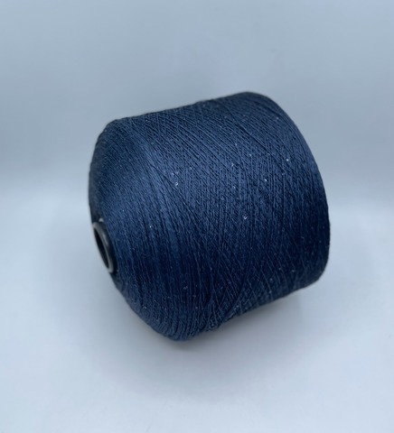Бобинная пряжа (пр.Италия),Linette Pailletes, 450/100гр, 80% Лен, 20% Полиэстер(пайетка), цвет-Темно-синий+пайетка. арт.36735
