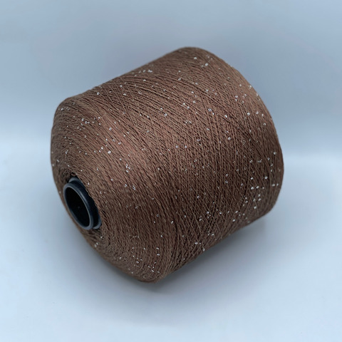 Бобинная пряжа, Linette Pailletes, 450м, 80% Лен, 20% Полиэстер(пайетка),Коричнево-оливковый+пайетка.37913