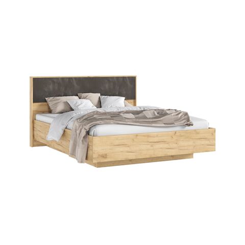 С/Г Марвэл Кровать парящая 1,6м (ортопед дерево) (Мальта грей/Дуб Крафт, Дуб Крафт)