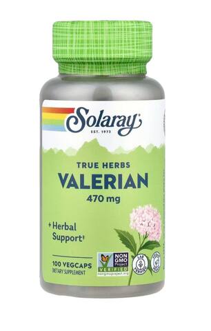 Solaray True Herbs, валериана, 470 мг, 100 капсул VegCap