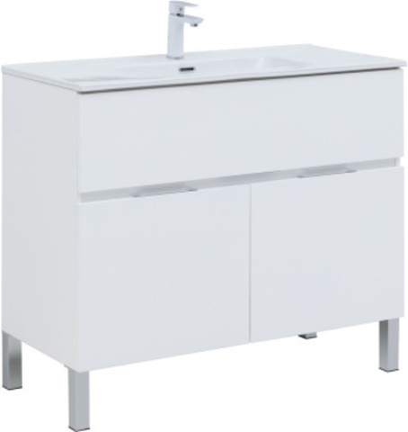 Aquanet 277554 Компл.2 - Тумба Алвита new 100 напольная 1 ящ., 2 дв. цв.белый матовый (277554)