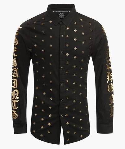 The Saints Sinphony | Рубашка мужская BULLETPROOF GOLD BUTTON UP TS2810 перед