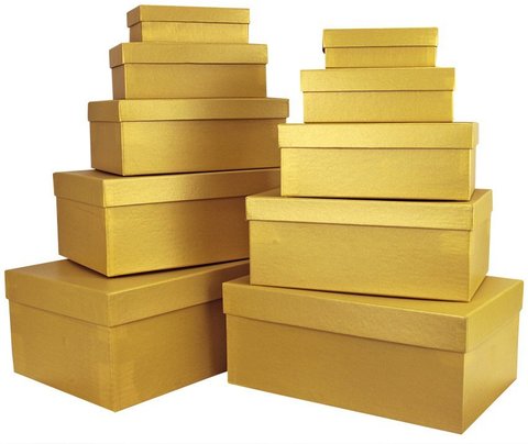 Коробка Золото, Металлик, 32*20*12 см