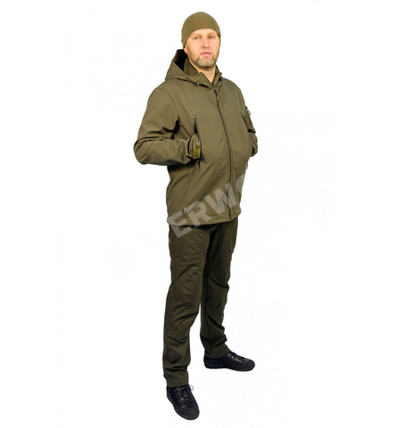 Куртка тактическая Рейнджер Ткань софт-шелл SoftShell на флисе олива 756-002