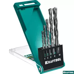 KRAFTOOL Hard, 5 шт: 4-5-6-8-10 мм, набор сверл по по твёрдым материалам (29177-H5)