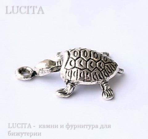 Подвеска "Черепаха" (цвет - античное серебро) 22х14 мм ()