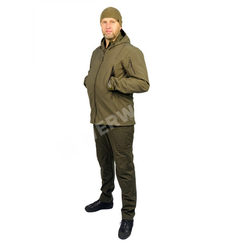 Куртка тактическая Рейнджер Ткань софт-шелл SoftShell на флисе олива 756-002