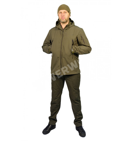 Куртка тактическая Рейнджер Ткань софт-шелл SoftShell на флисе олива 756-002