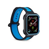 Силиконовый чехол Sport Case для Apple Watch 38 мм (Черный с синим)