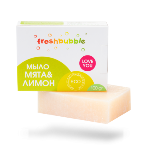 Мыло кусковое Мята и Лимон, Freshbubble 100 гр. (+/-10 гр.)