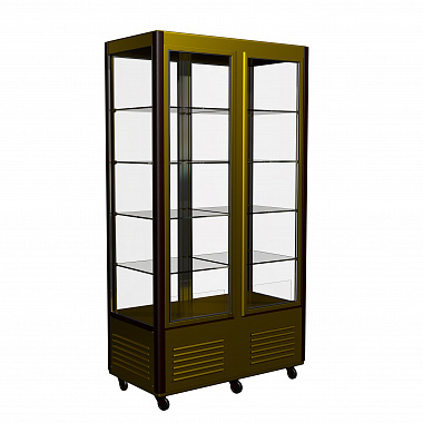 Шкаф кондитерский POLUS D4 VM 800-1 (R800C Сarboma Люкс) (0109-0102 (коричн-золот) 2 дв,решетки)