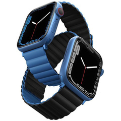 Ремень силиконовый Uniq REVIX для Apple Watch 41/40/38, цвет синий/черный