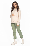 Утепленные спортивные брюки для беременных 12235 светлый хаки