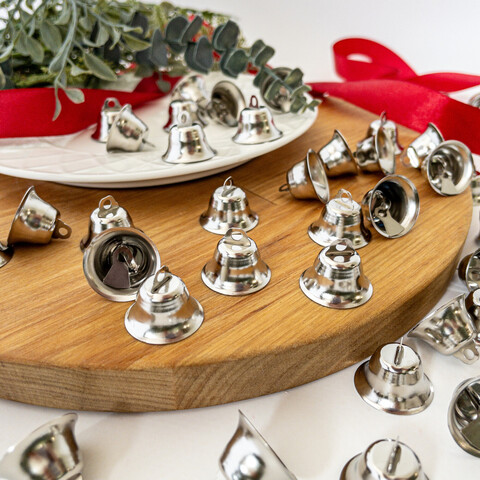 Колокольчики Серебристые, металлические, для декора и творчества, размер 2 см, набор 25 шт.