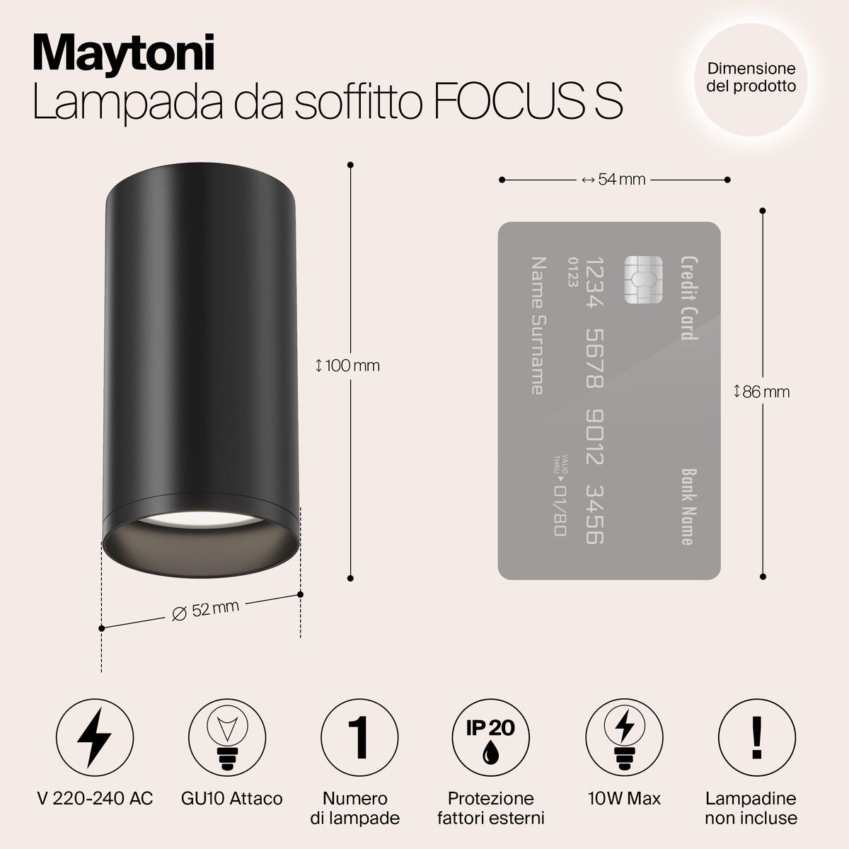 Потолочный светильник Maytoni Focus S C052CL-01B