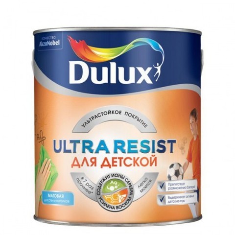 Dulux Ultra Resist/Дулюкс Ультра Резист Для Детской матовая износостойкая краска для детских комнат