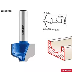 ЗУБР 23.8 x 16 мм, радиус 4.8 мм, фреза пазовая фасонная №2, Профессионал (28741-23.8)