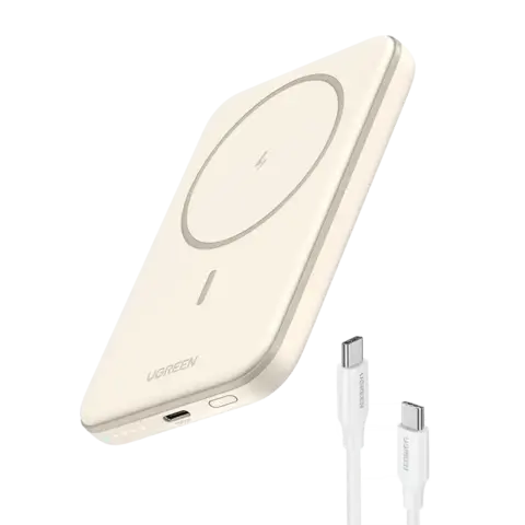 Беспроводная зарядка Magsafe UGREEN PB560 25207 5000mAh Magnetic Wireless Power Bank, Бежевый