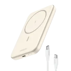 Беспроводная зарядка Magsafe UGREEN PB560 25207 5000mAh Magnetic Wireless Power Bank, Бежевый