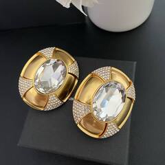 27062- КРУПНЫЕ СЕРЬГИ клипсы овальные из латуни YSL