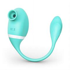 Мятный вакуумный вибростимулятор Tadpole Vibrating Dual Stimulation с виброхвостиком - 