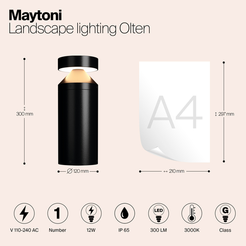Ландшафтный светодиодный светильник Maytoni Olten O591FL-L12GF3K