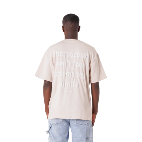 Gothic Logo Print T-shirt Light Beige