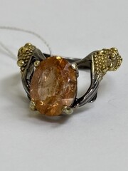 Ивелин-топаз (серебряное кольцо с позолотой)