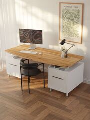 Письменный стол OCHENSOL из массива сосны, белый, с парящей столешницей и ящиками | Бренд DIPRIZ | Фабрика мебели