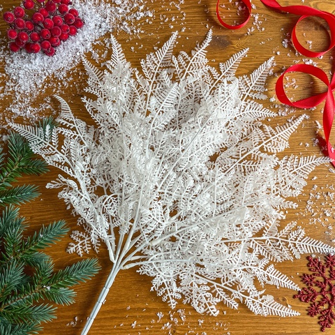 № 2 Папоротник Белый стильный, силиконовый, искусственная зелень, 48 см, набор 1 шт
