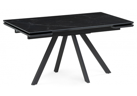 Керамический стол Woodville Вилли 140(200)х80х75 черный мрамор shakespeare black, черный, ножки черные