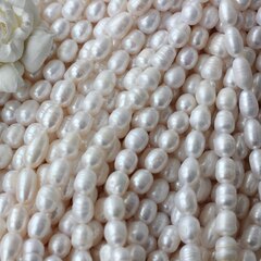Жемчуг натуральный речной, рис, 8,1-16,6 мм, 1 нить, Ж030