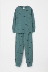 пижама  для мальчика  К 1552/темный малахит,лесные динозавры