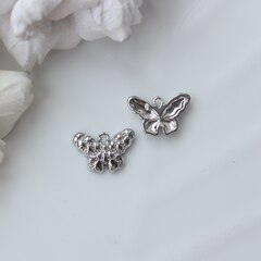 Подвеска Бабочка фактурная, 18*12 мм, родий П826