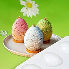 Форма силиконовая для пирожных «Яички с узором» 6 ячеек