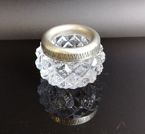 Хрустальная солонка с мельхиоровым ободком - СССР