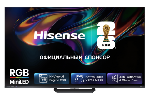 Телевизор RGB Mini LED Hisense 100" 100UR8S 4K Ultra HD 180Hz