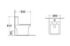 Унитаз напольный безободковый с бачком ЛЕОН КВАДРО, 630*360*815, горизонтальный выпуск, тонкое сиденье с механизмом плавного опускания, крепеж, TORNADO