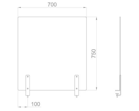 Защитный экран на струбцинах В. 750 мм