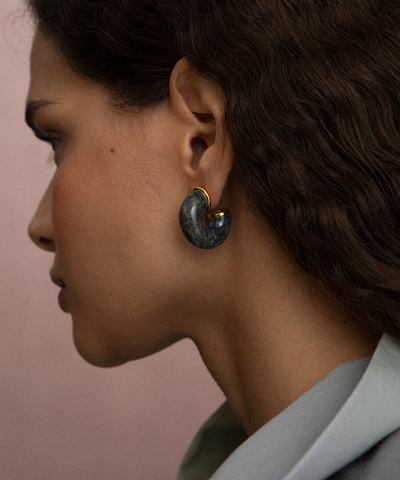 Серьги PORCELAIN HOOP OXID BLUE